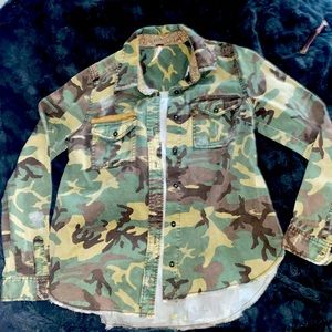 Free People distressed camo utility jacket